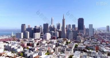 旧金山城市天际线鸟瞰图